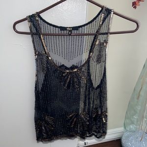 Black beaded lace top